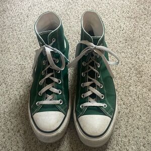 Custom Dark Green Platform Converse